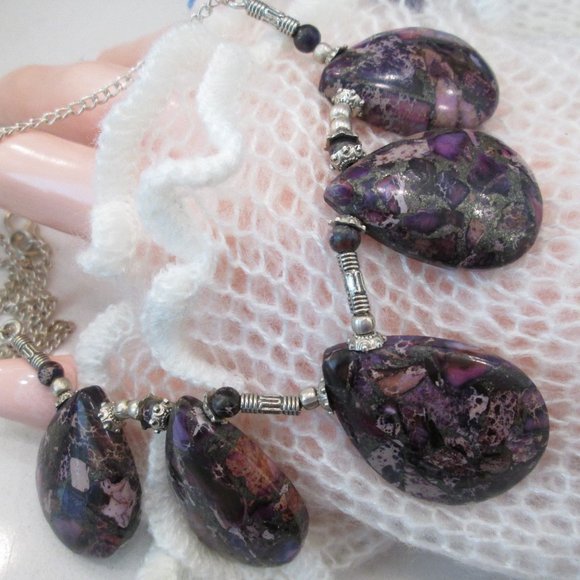 TURQUOISE GEMSTONE LADIES NATURAL 925 STERLING SILVER NECKLACE - Picture 5 of 8